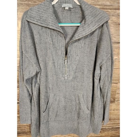 Barefoot Dreams CozyChic Lite Gray Pullover Sweater 1/2 Zip 2X - Picture 1 of 6